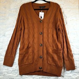 Zesica Cardigan Sweater Fall Orange comfy Size Medium